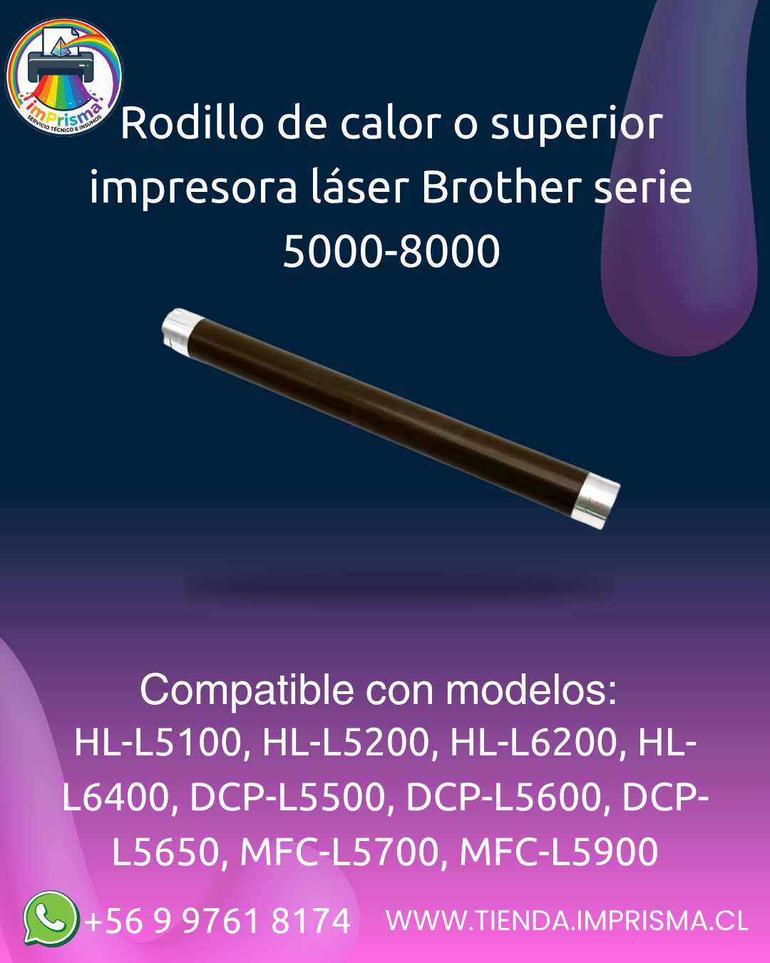 Rodillo de calor o superior impresora láser Brother serie 5000-8000