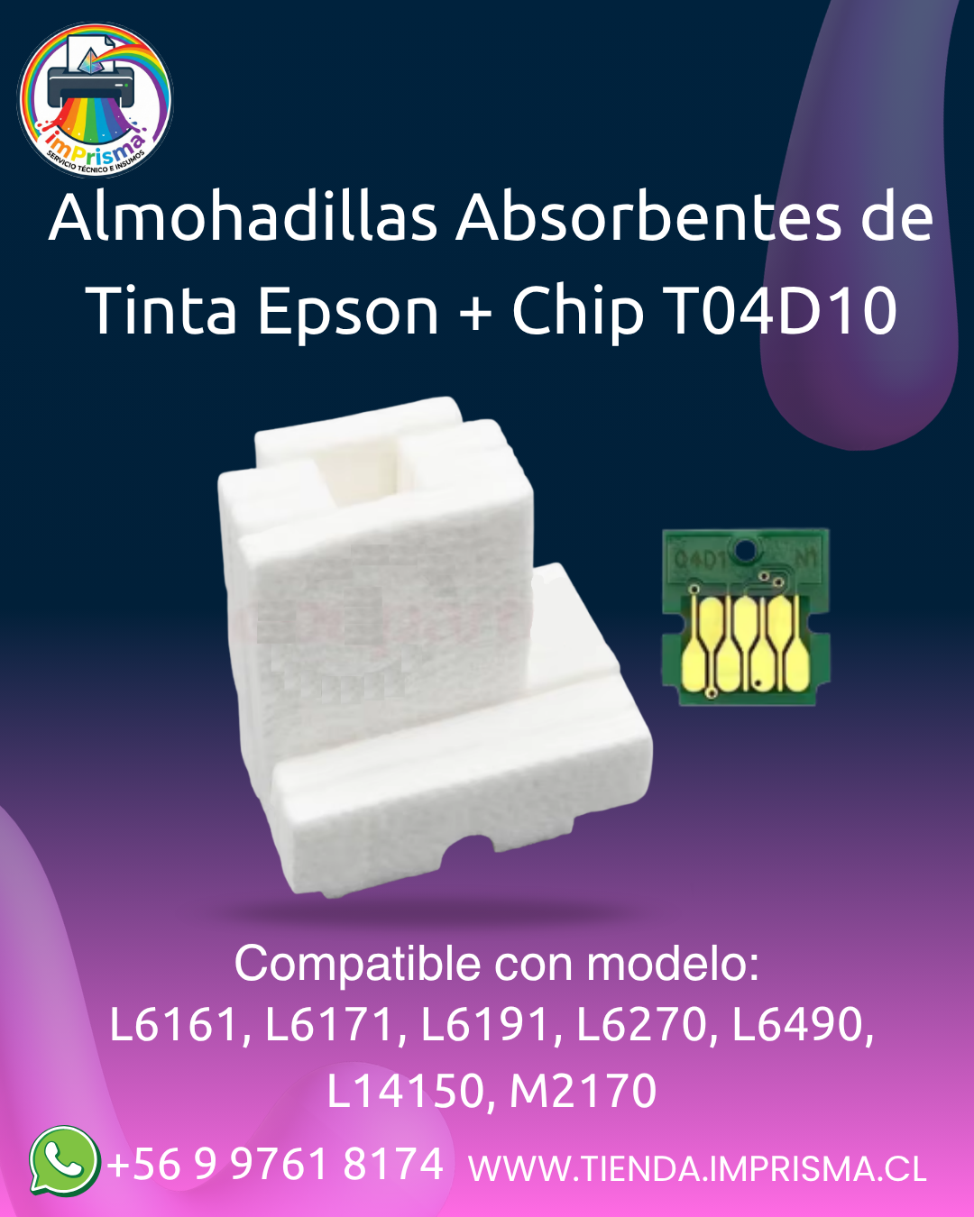 Almohadillas Absorbentes de Tinta Epson + Chip T04D10