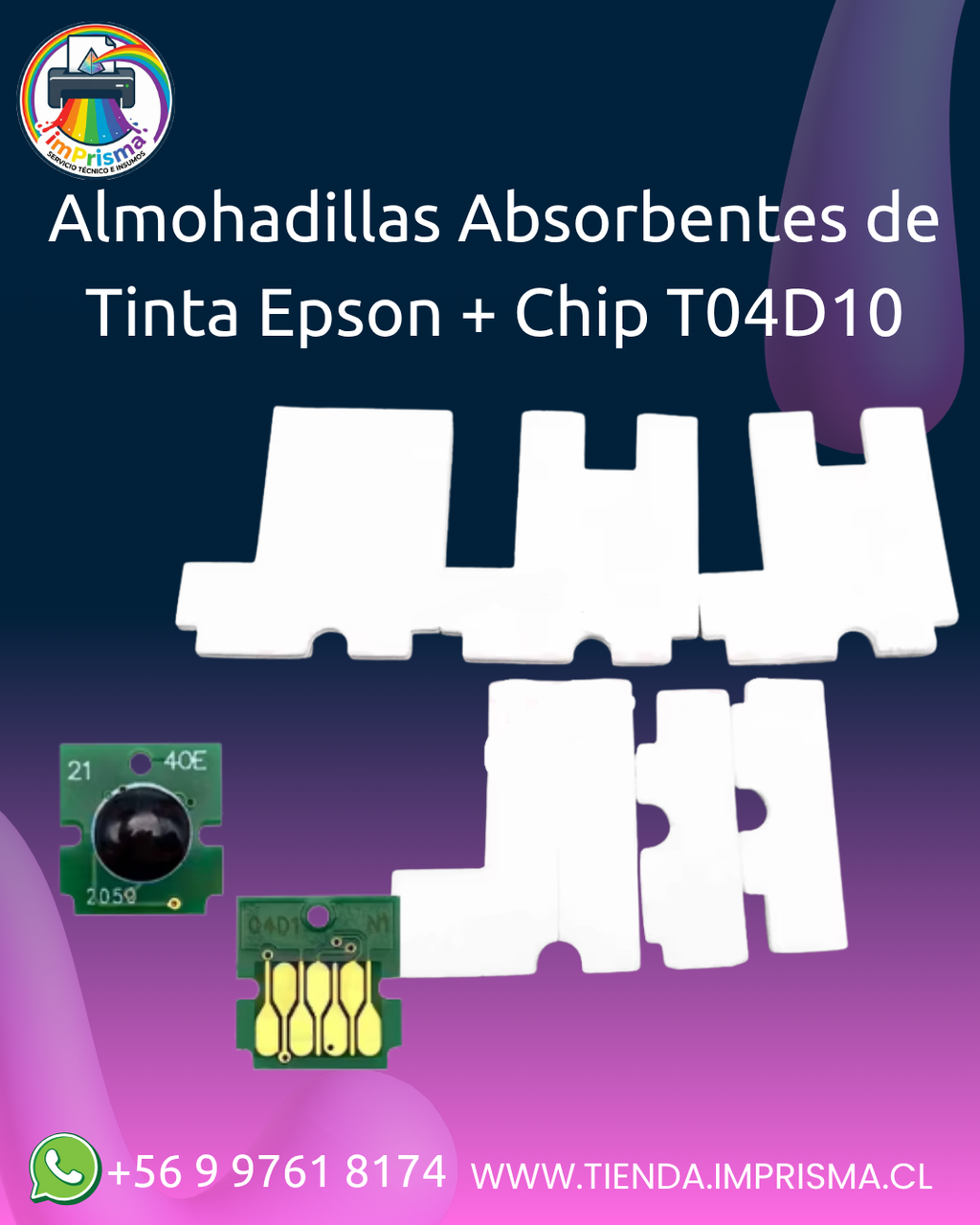 Almohadillas Absorbentes de Tinta Epson + Chip T04D10