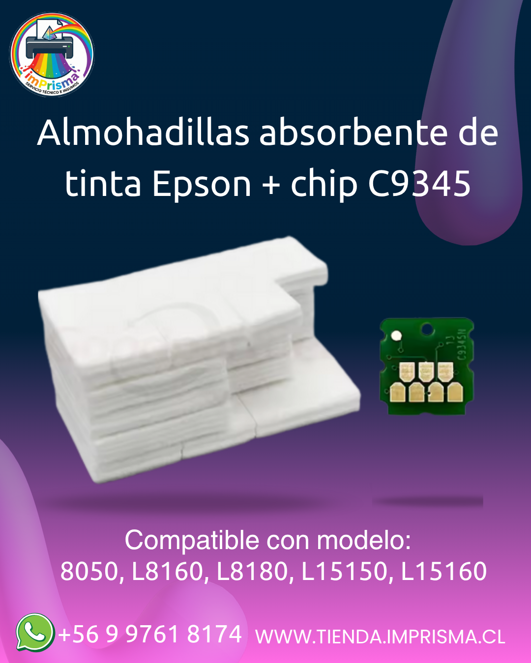 Almohadillas absorbente de tinta Epson + chip C9345