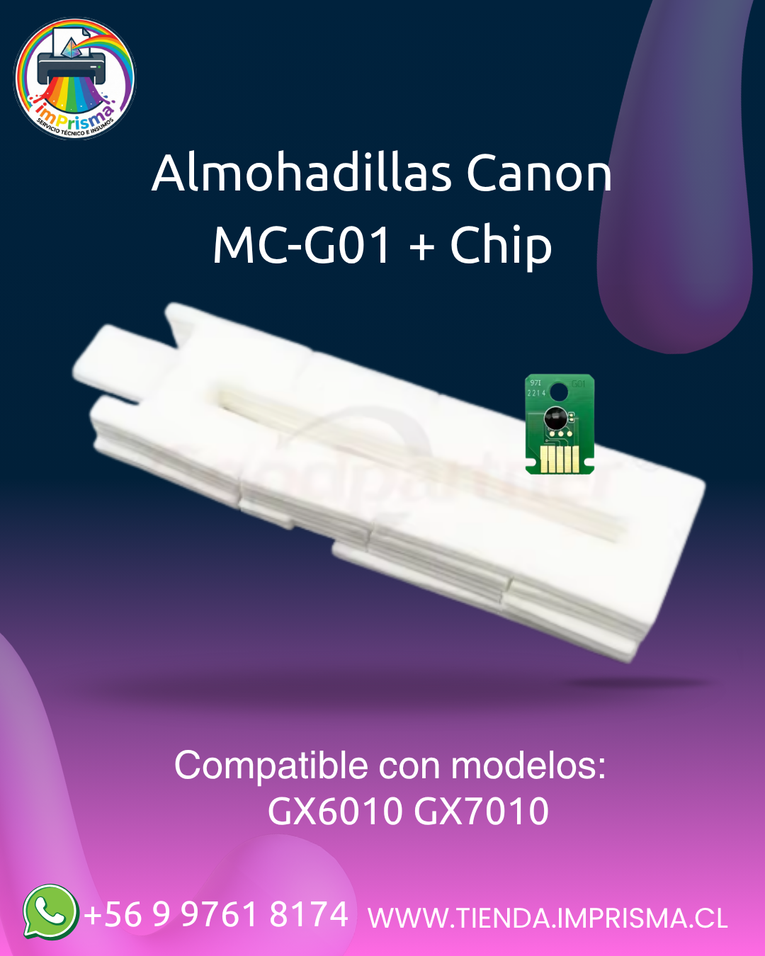 Almohadillas Absorbentes de tinta Canon MC-G01 + Chip