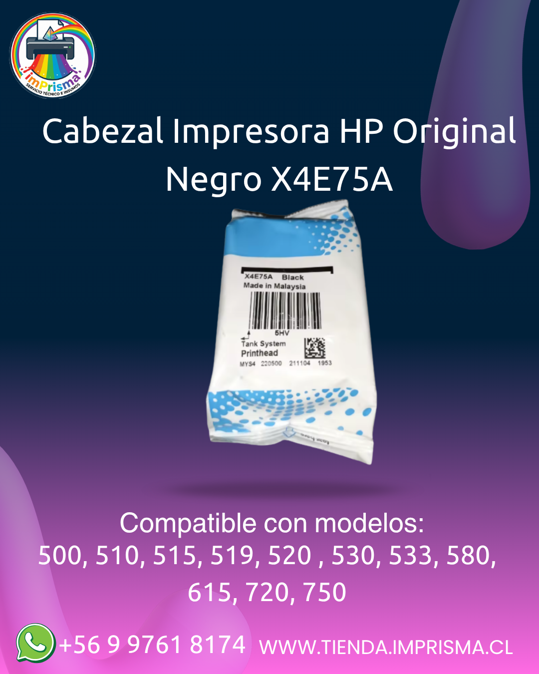 Cabezal Impresora HP Original Negro X4E75A