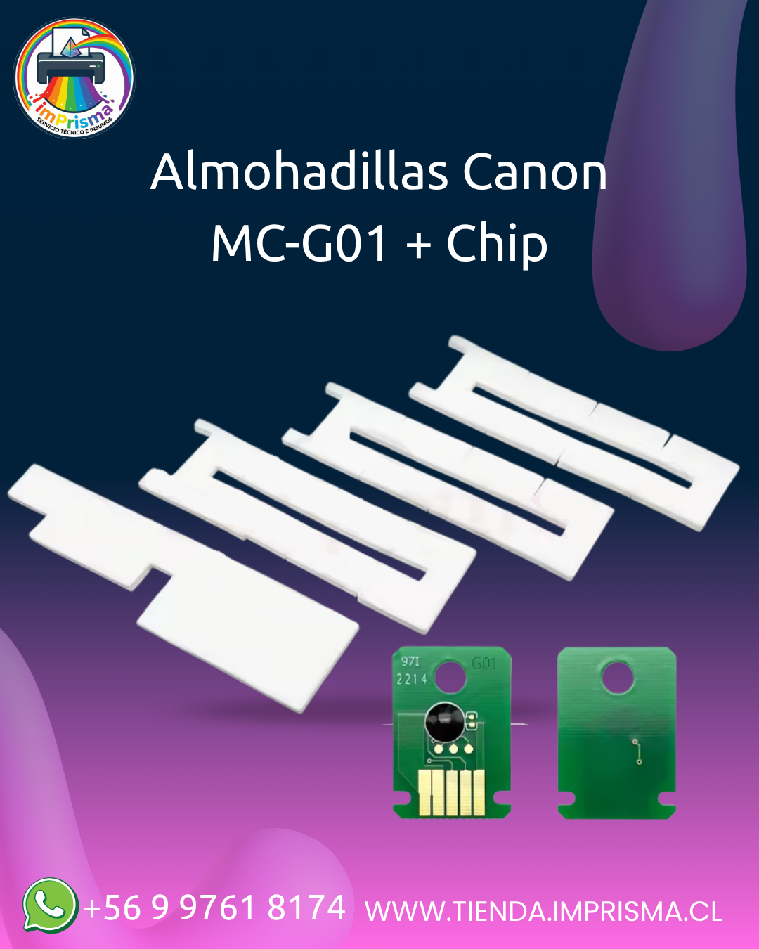 Almohadillas Absorbentes de tinta Canon MC-G01 + Chip