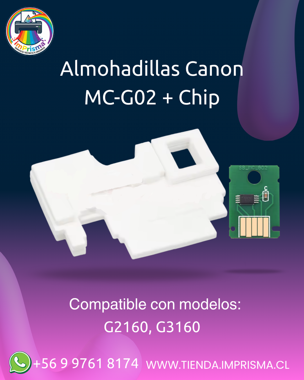 Almohadillas Absorbentes de Tinta Canon MC-G02 + Chip