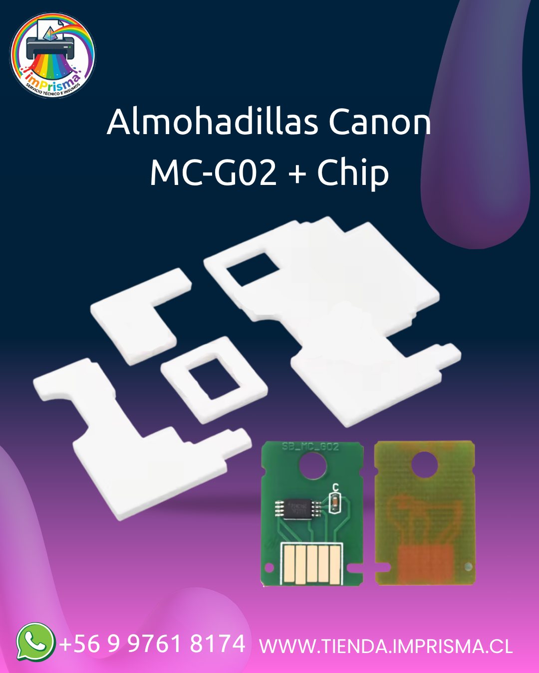 Almohadillas Absorbentes de Tinta Canon MC-G02 + Chip