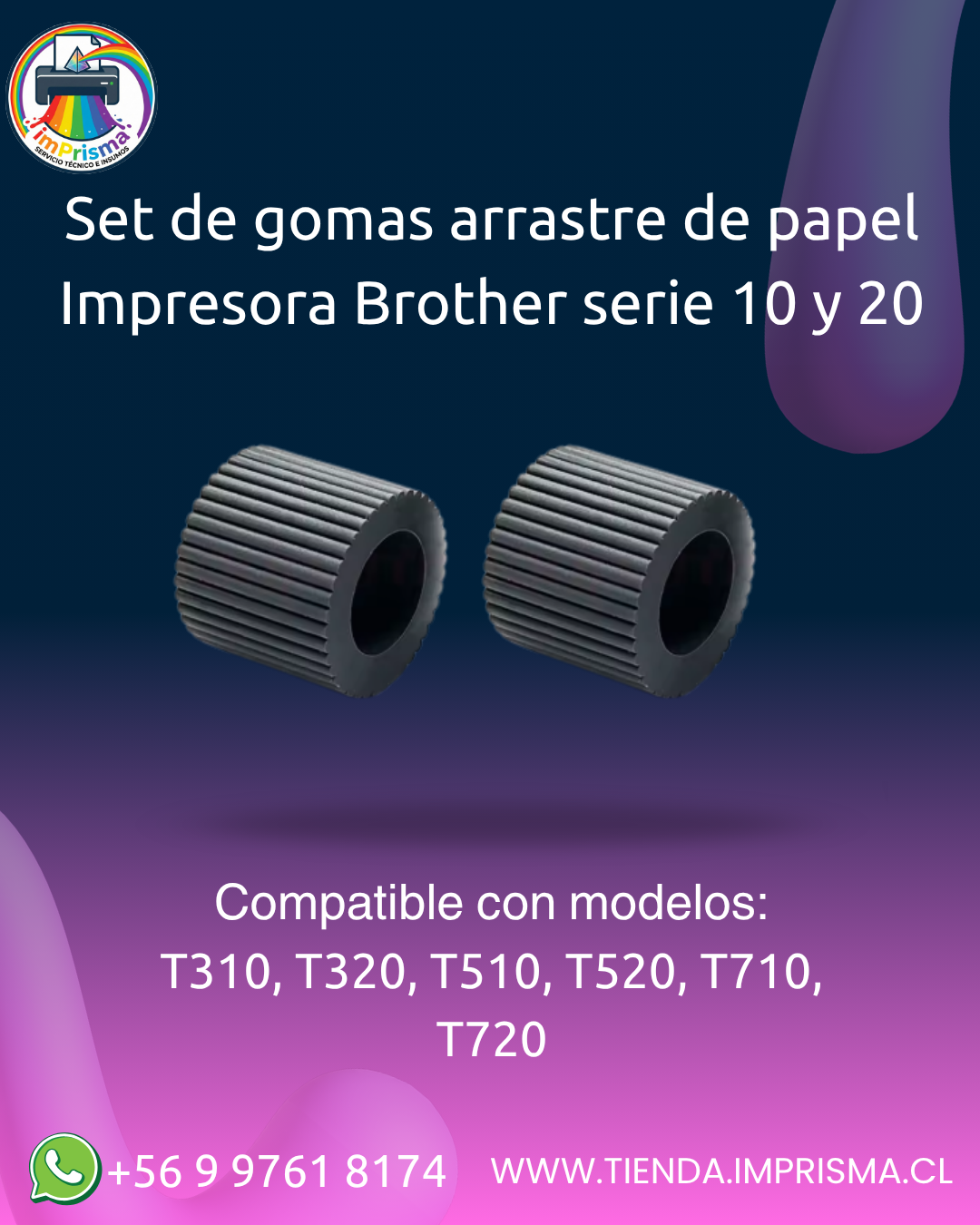 Set de gomas arrastre de papel Impresora Brother serie 10 y 20