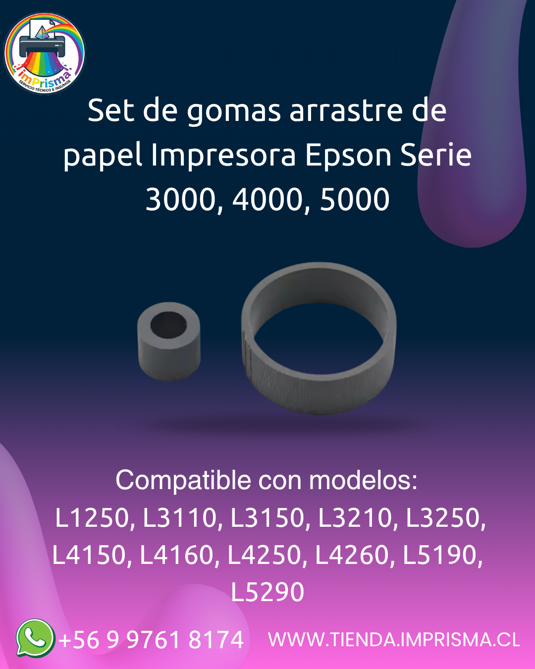 Set de gomas arrastre de papel Impresora Epson Serie 3000, 4000, 5000