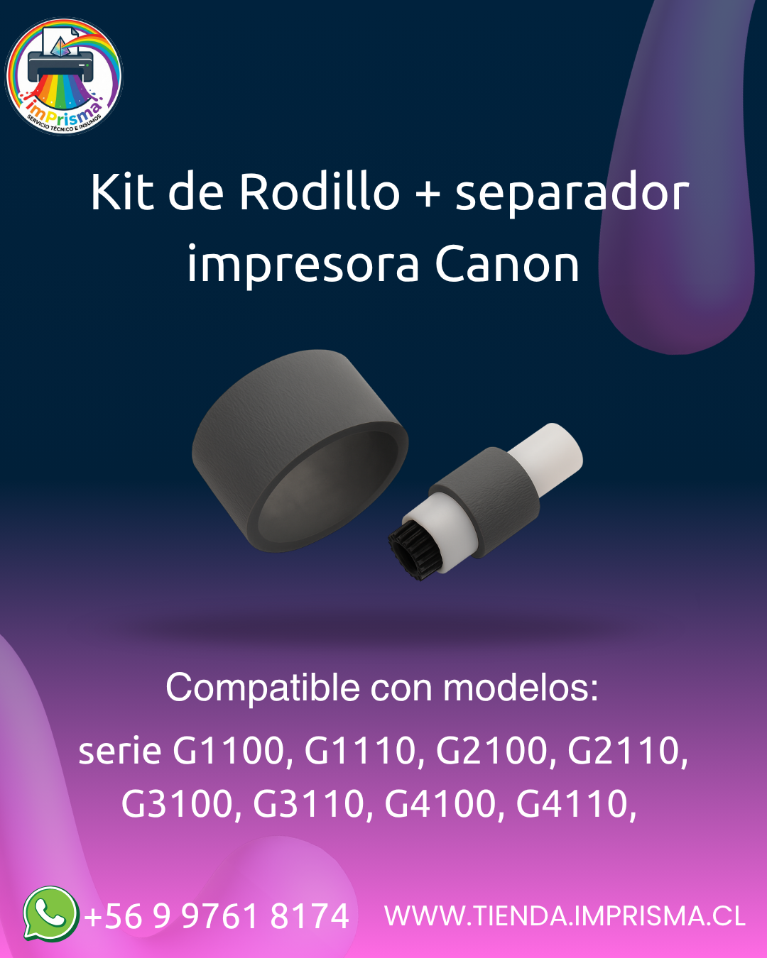 Kit de Rodillo + separador para agarre de papel impresora Canon