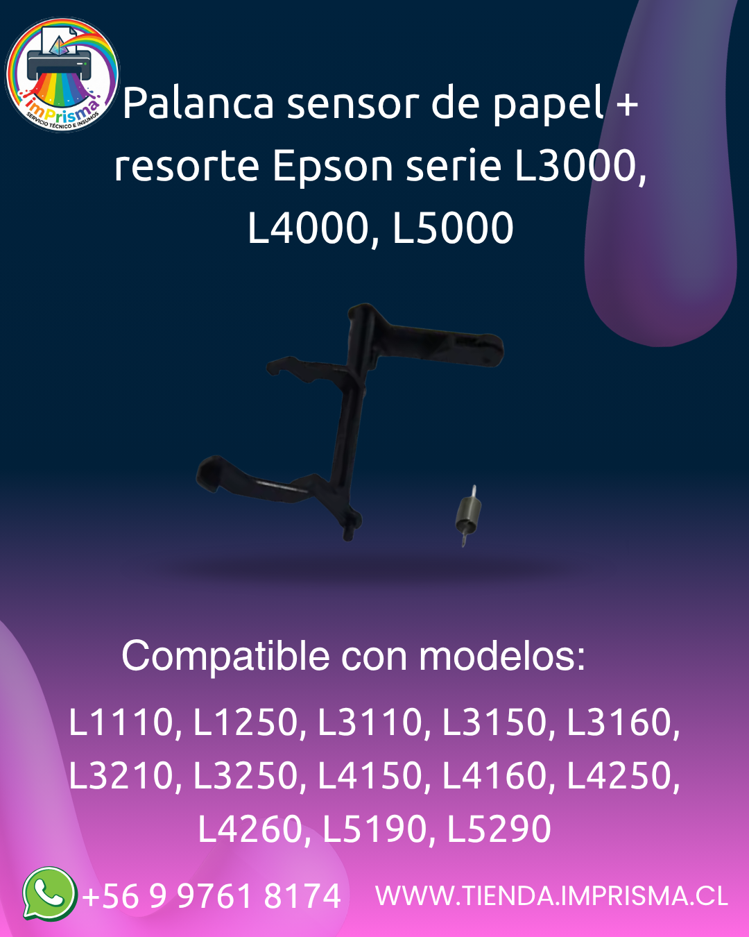 Palanca sensor de papel + resorte Epson serie L3000, L4000, L5000